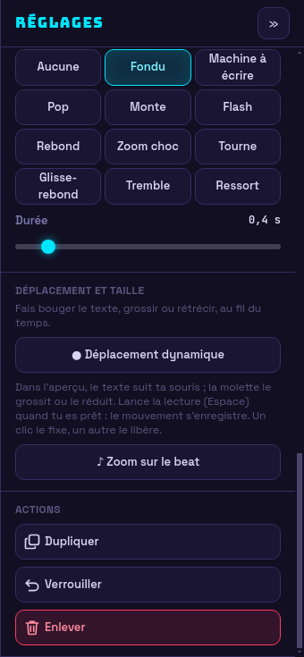 Le style d'un texte : police, couleur, effets et animations d'entrée et de sortie